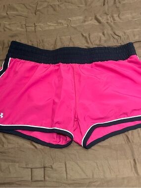 Under Armour Women's Hot Pink Athletic Shorts with Black Trim